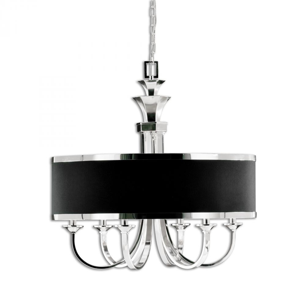 uttermost tuxedo 6 light black shade chandelier fzpz shanor